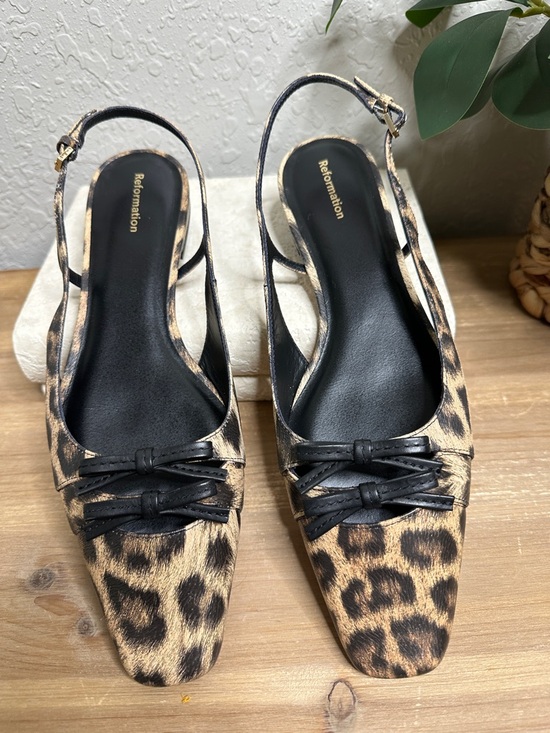 Reformation Shoes - Reformation square toe, black and tan leopard print sling back flats NWOT SZ 8.5